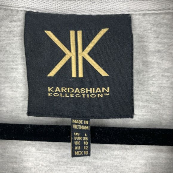 Kardashian Kollection Large Track Jacket Full Zip Minimal Stretch Warm Gray - Picture 5 of 11